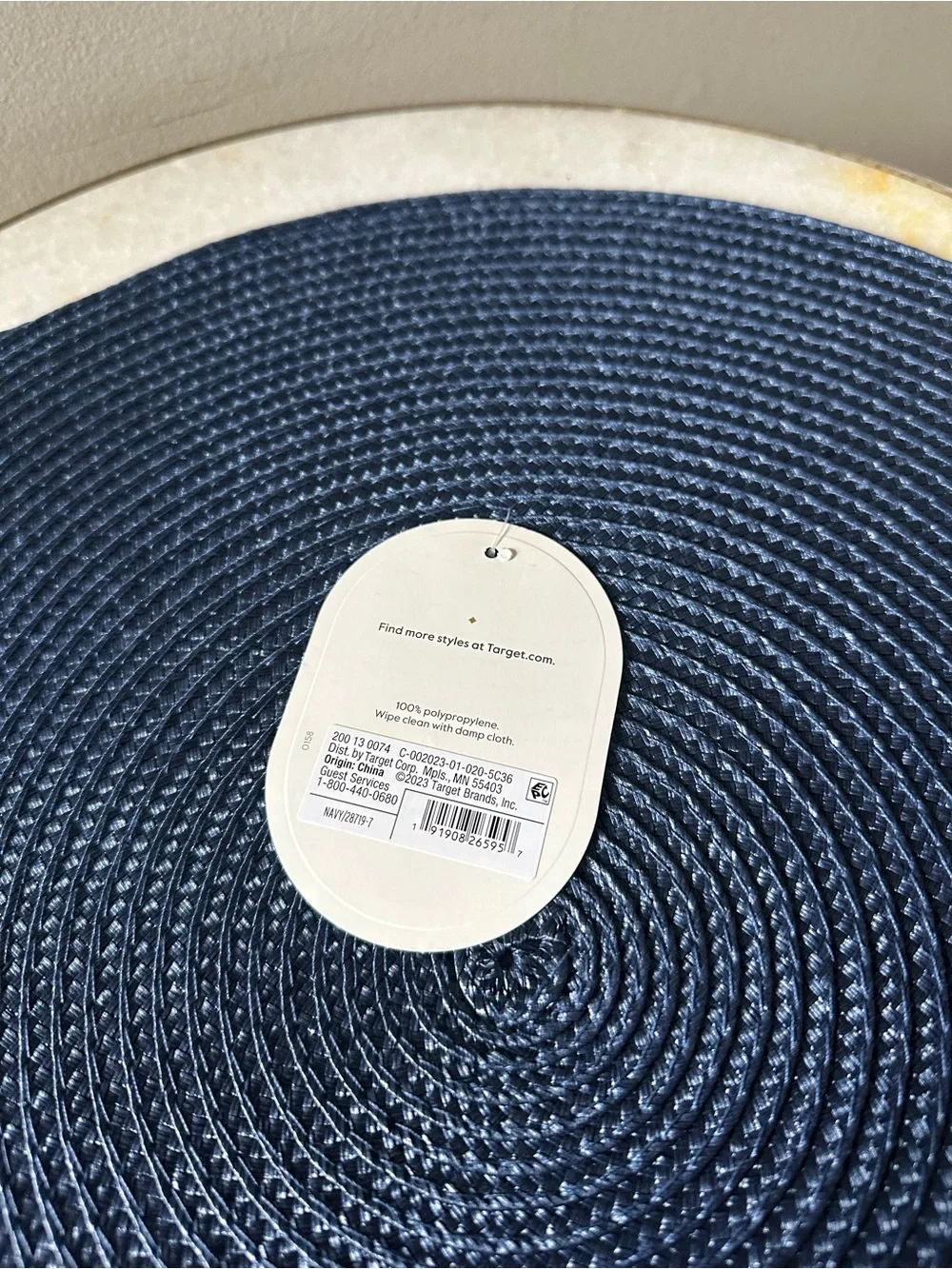Set of 6 Threshold Round Woven Ratan Navy Braided Placemats 15” NWT Nautical